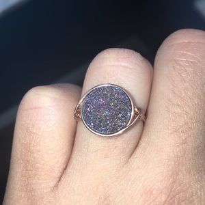 Rainbow Druzy Ring